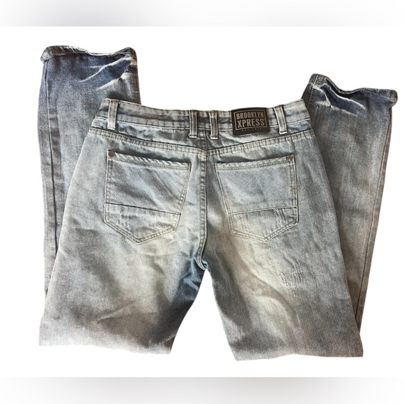 Brooklyn Xpress Distressed 34x34 Men's Blue Jeans - Picture 4 of 4
